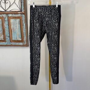 Zumba Fitness Black and White Logo-Print Leggings EUC M